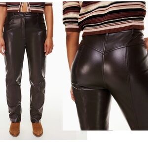Aritzia Wilfred rebel pants faux leather vegan rich mocha brown Sz 6 NWOT